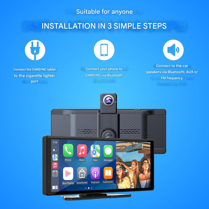 Wireless car screen for easy CarPlay & Android Auto navigation, music, and calls on the road.