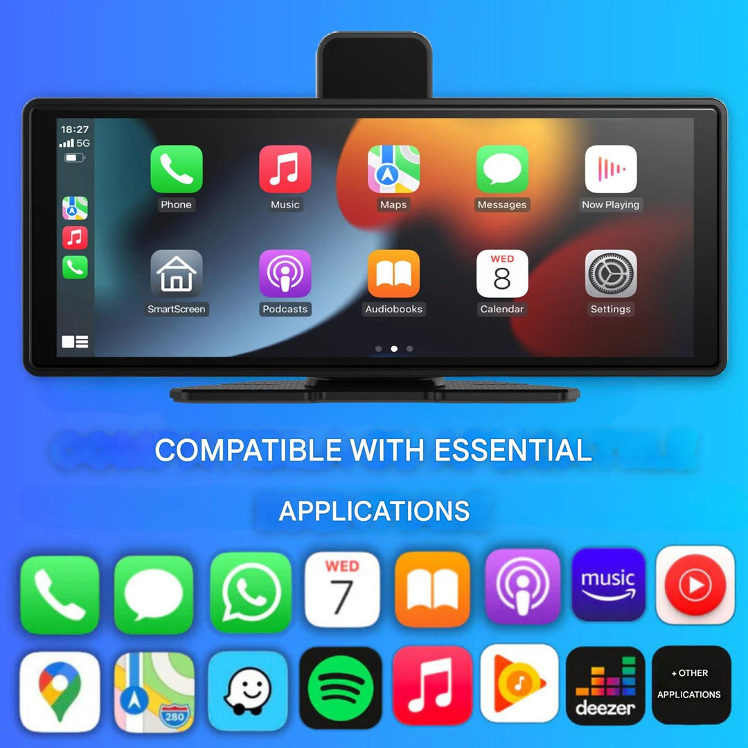 Get smart: Wireless auto display with CarPlay, Android Auto, dashcam, & reverse camera for safety.