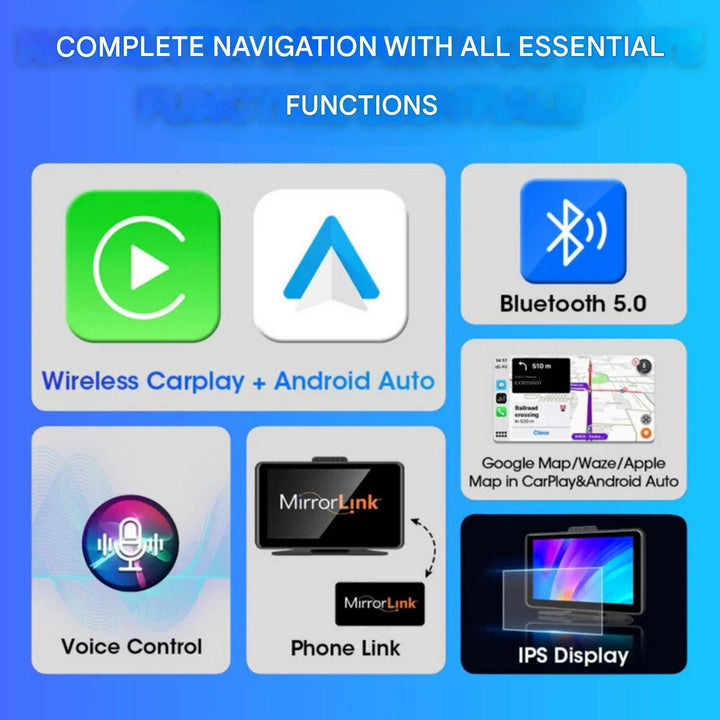 Crystal-clear wireless car screen for superior CarPlay & Android Auto experience and navigation.