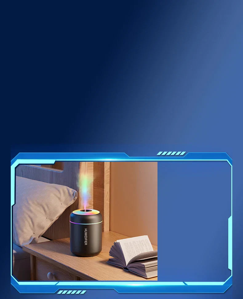 Small USB humidifier and essential oil diffuser with color changing LED