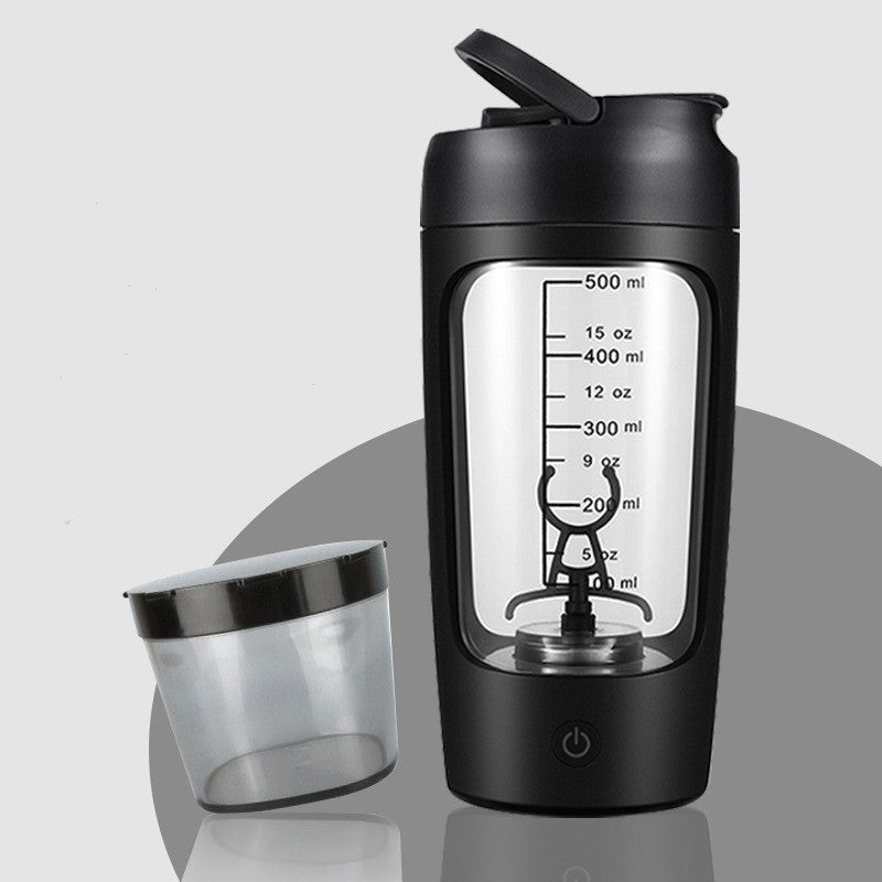 USB rechargeable electric protein shaker, BPA-free, effortlessly mixing supplements for gym or kitchen.