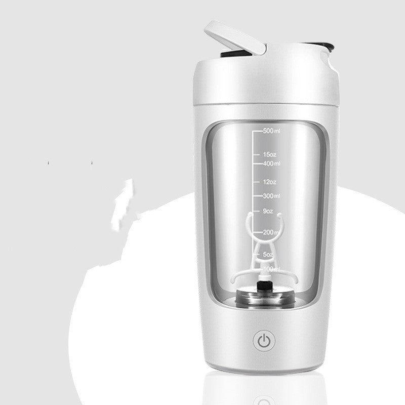 Unisex electric protein shaker cup, USB charging, for smooth, clump-free nutrition drinks.