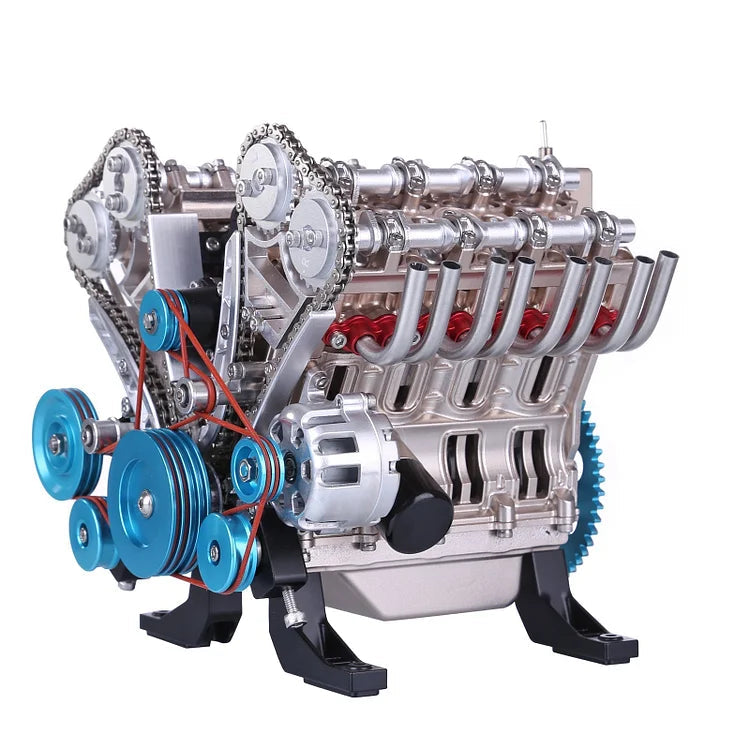 V8 engine block ornament, perfect desk accessory for car enthusiasts & collectors. Metal sculpture replica.