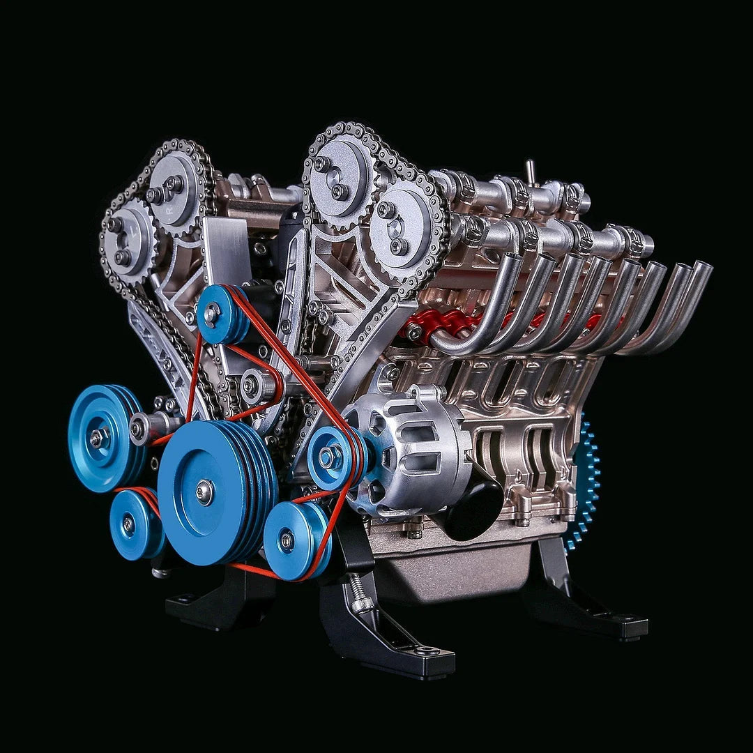 Miniature V8 engine block model, a unique car enthusiast gift and collector's desk accessory.