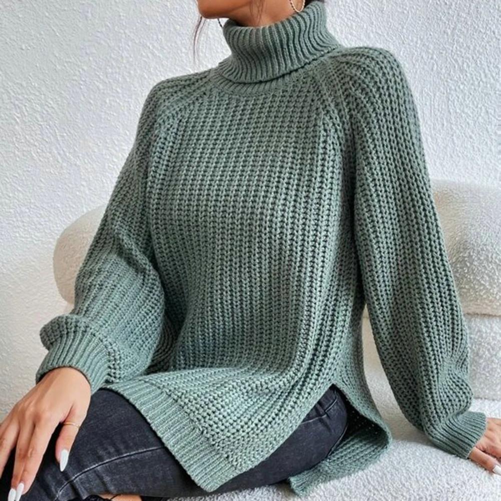Chic women's winter roll neck sweater. Velmora long sleeve knit jumper, offering cozy warmth and fashion appeal.