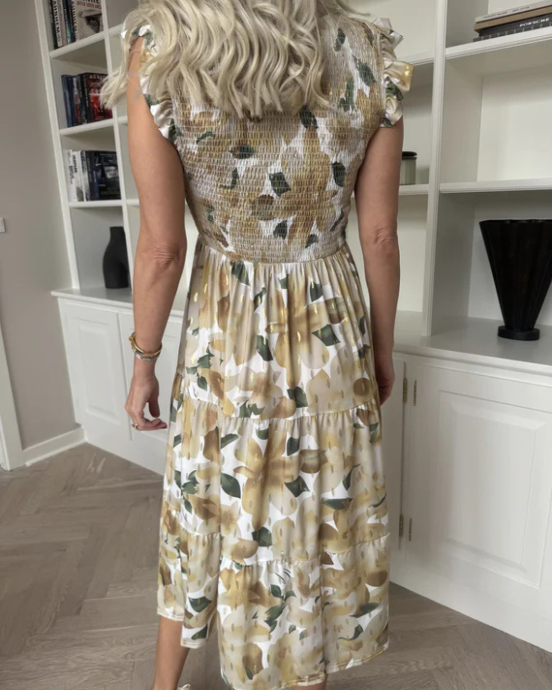 Vestido floral de verano para mujer, con frunce chic en el busto