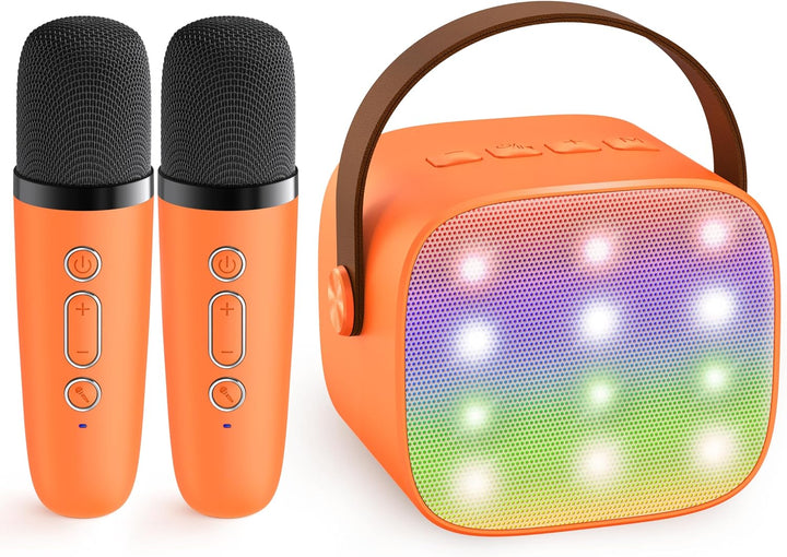 Enjoying music with Veylo portable Bluetooth karaoke machine and two mics