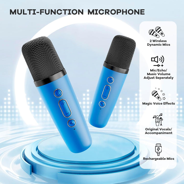 Party speaker: Veylo portable karaoke machine with wireless mics, great for gatherings