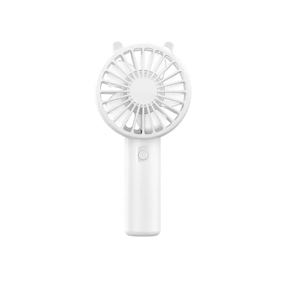 Compact portable USB rechargeable handheld fan, fitting into a small bag, perfect personal cooler for travel