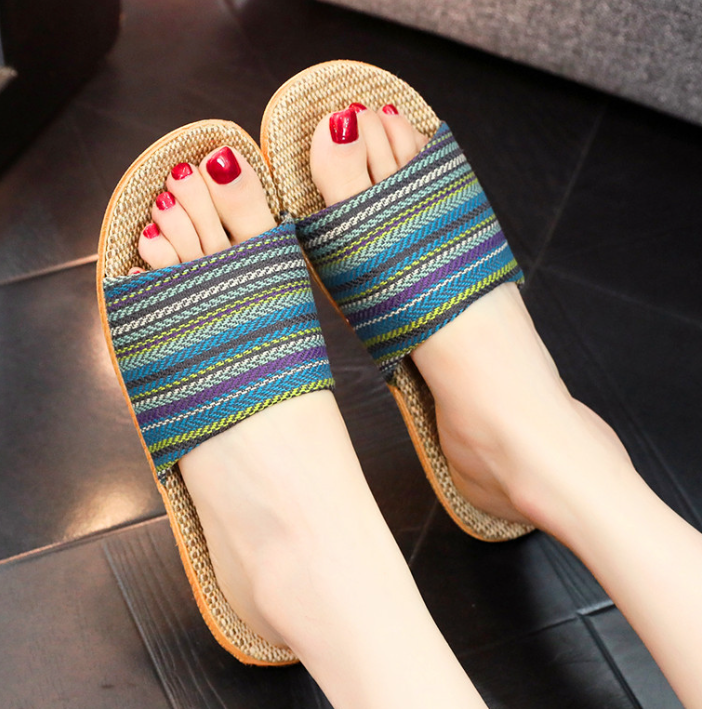 Lightweight colorful boho summer sandals for women. Ideal casual slip-on beach footwear for vacation.