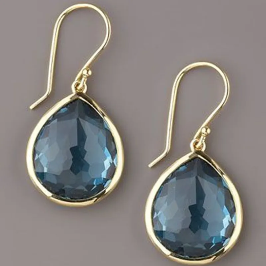 Vintage blue crystal drop earrings for women, a stylish accessory perfect as a gift, Amara collection