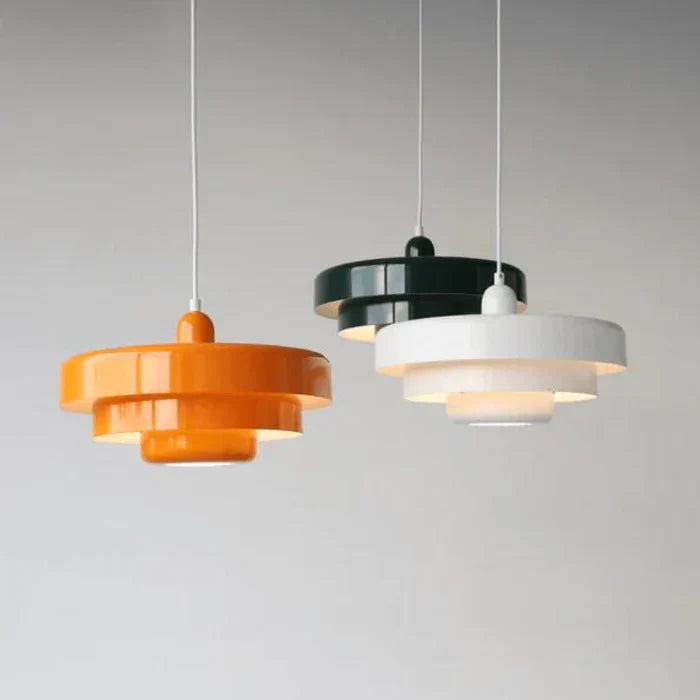 Close-up of a vintage industrial LED pendant light with a clear Edison style bulb
