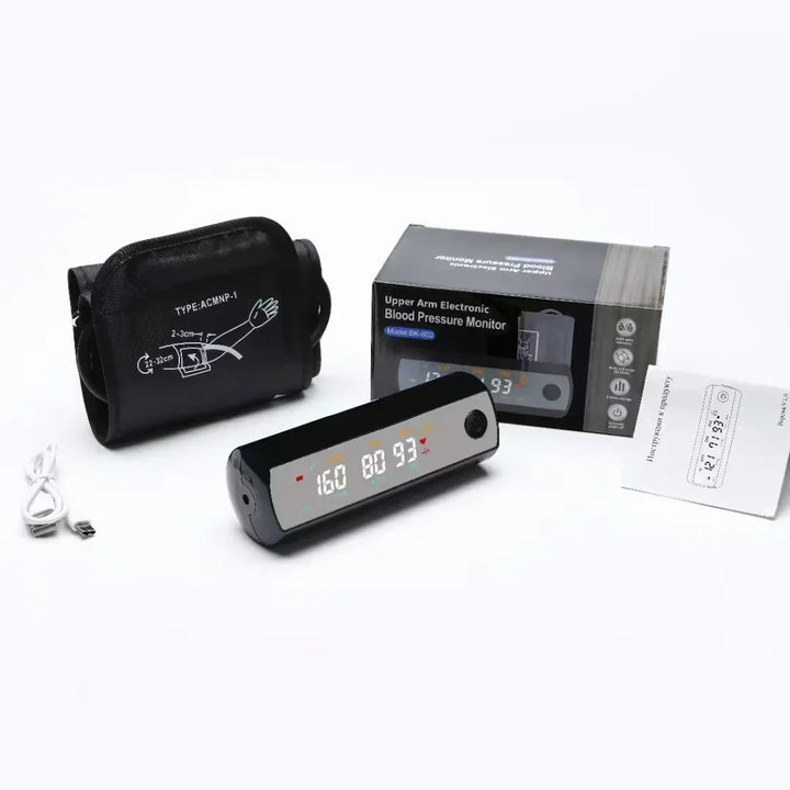 VitalScan rechargeable blood pressure monitor, LCD display, arm cuff, voice function for home use