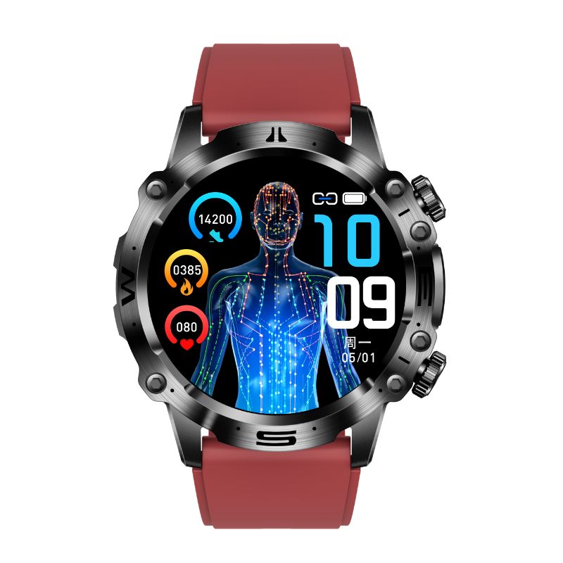 VitalTrack Bluetooth Smartwatch connected to phone, displaying notifications for seamless daily wellness tracking.