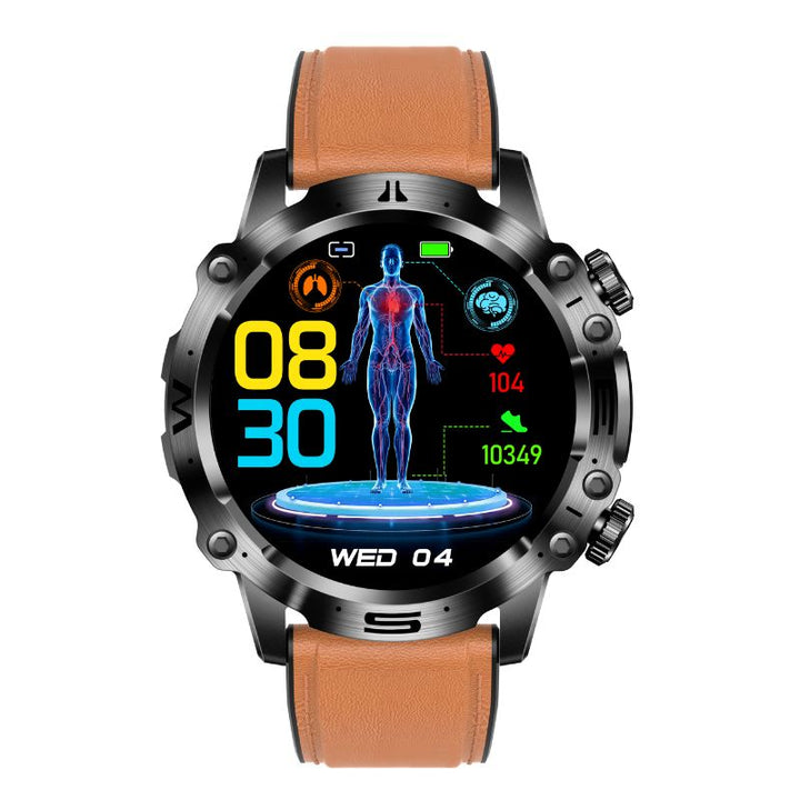 Water-resistant VitalTrack Smartwatch on a swimmer's wrist, perfect for sport, fitness, & heart rate monitoring.