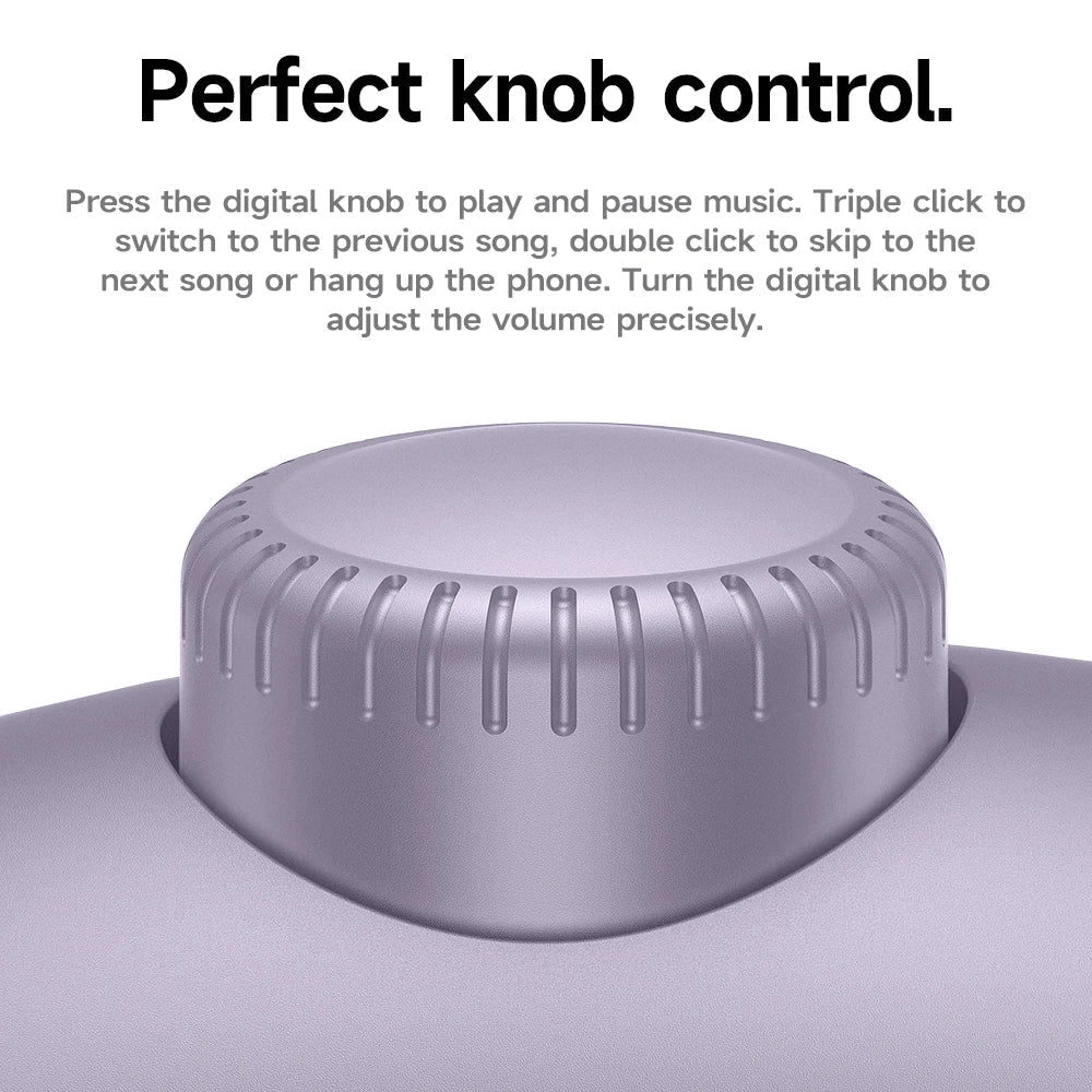 Person wearing W65 Plus over-ear ANC headphones, enjoying immersive audio with long battery life