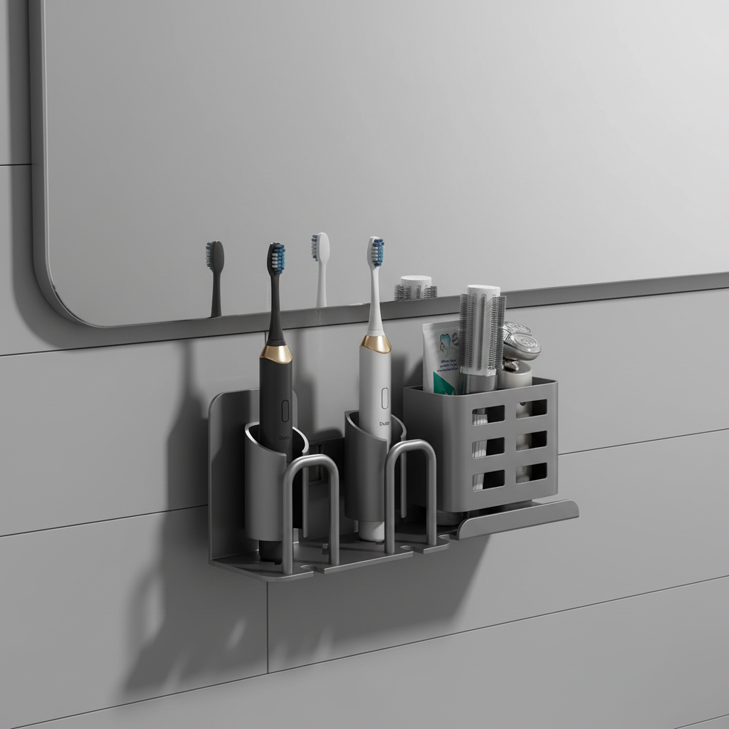 Wall-mounted aluminum toothbrush holder AquaDock, rust-proof, saving space in a modern bathroom