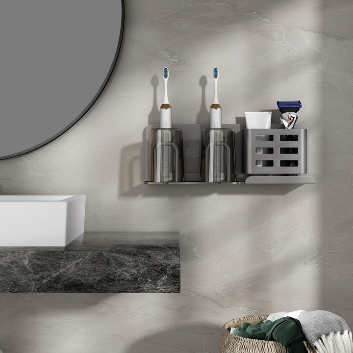 Rust-proof wall-mounted aluminum toothbrush holder AquaDock, stylish bathroom storage and home decor