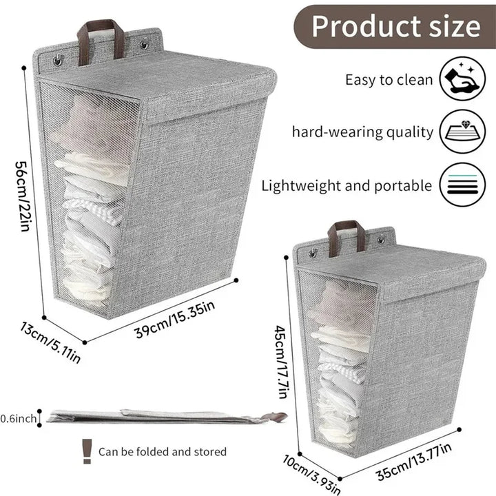 Drill-free foldable laundry hamper, perfect for small bathrooms and home organization