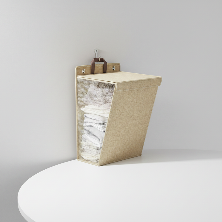 Home organization solution: foldable wall hanging laundry basket for efficient use of space