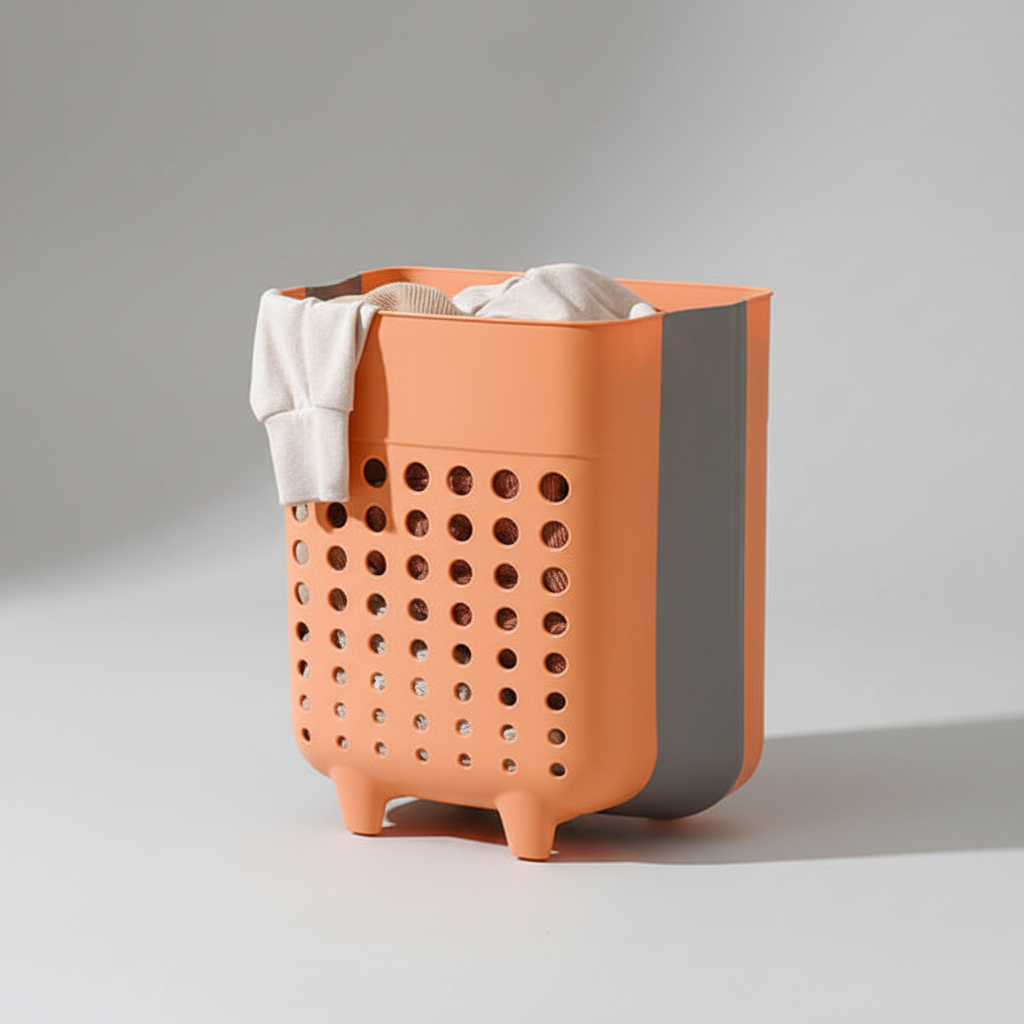 Collapsible laundry basket, vented, ideal for home storage and small spaces