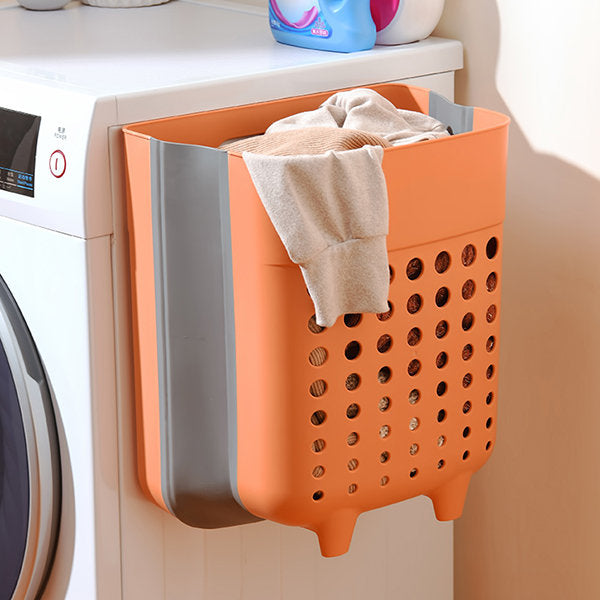Foldable laundry hamper with wall mount, perfect for efficient home and bathroom organization