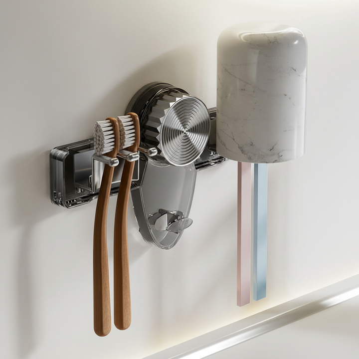 Home essential: Wall-mounted PET toothbrush holder for tidy bathroom countertops, easy installation & hygiene