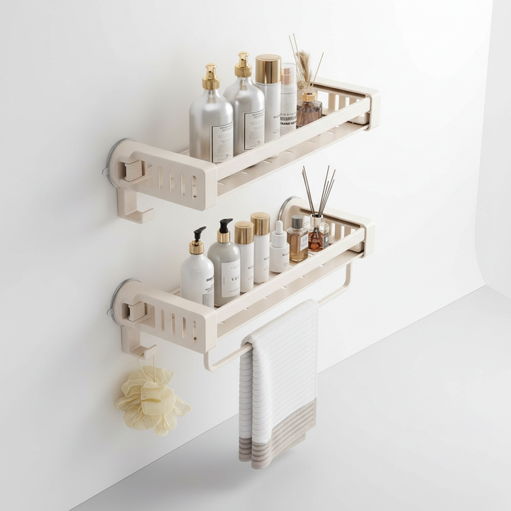 Versatile wall-mounted shower shelf, no-drill rust-proof aluminum caddy suitable for any bathroom