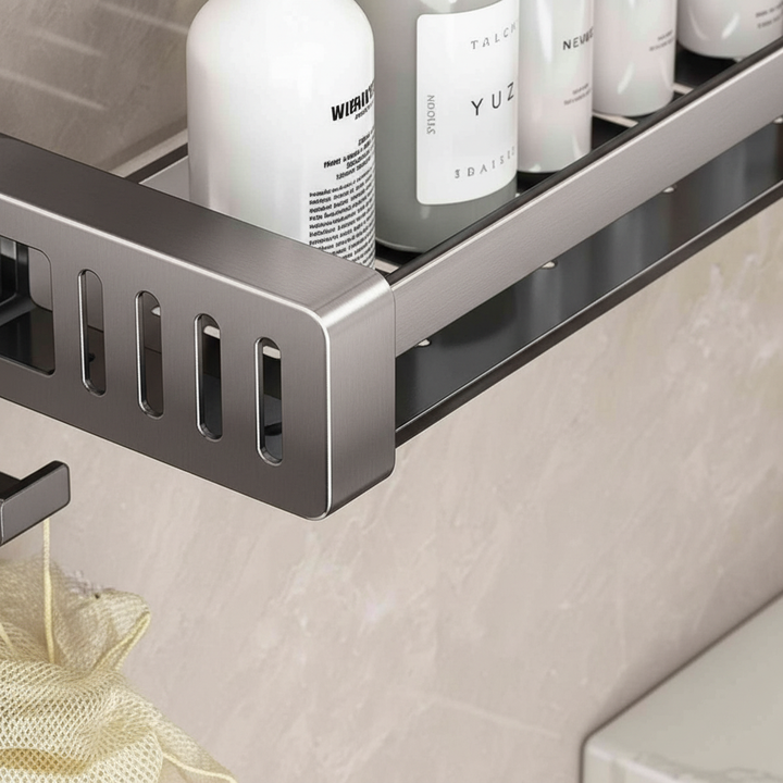 Rust-proof shower organizer, wall-mounted no-drill bathroom shelf for shampoo and shower gels
