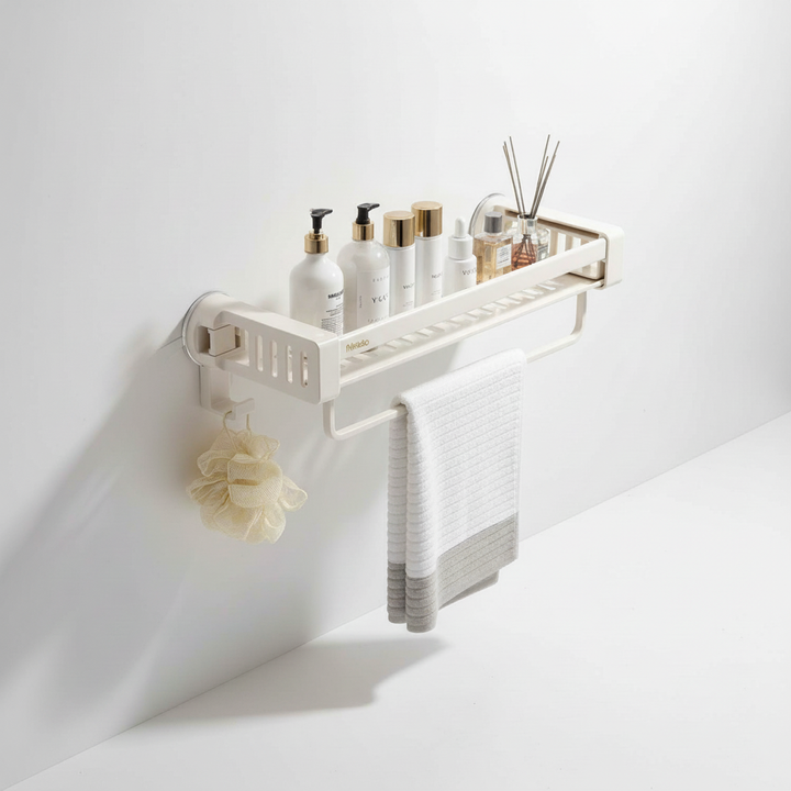 AquaFixor rust-proof shower caddy, wall-mounted no-drill aluminum shelf for ultimate convenience