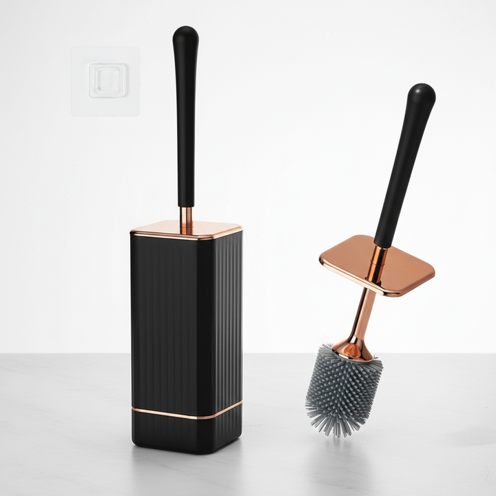 Compact wall-mounted toilet brush for effective cleaning, white plastic with fast-drying holder
