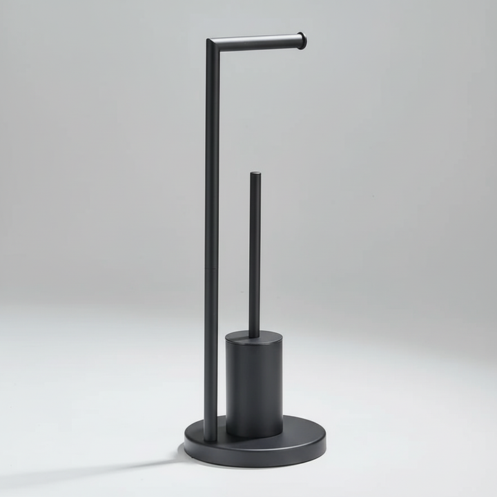 NeatRoller wall-mounted toilet paper holder and toilet brush combo, a sleek bathroom accessory.