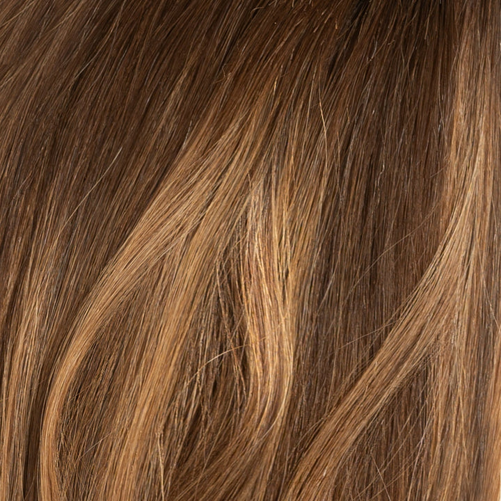 Veloura Tape-in human hair extensions, Warm Brown Balayage (2+7), for seamless length & volume.