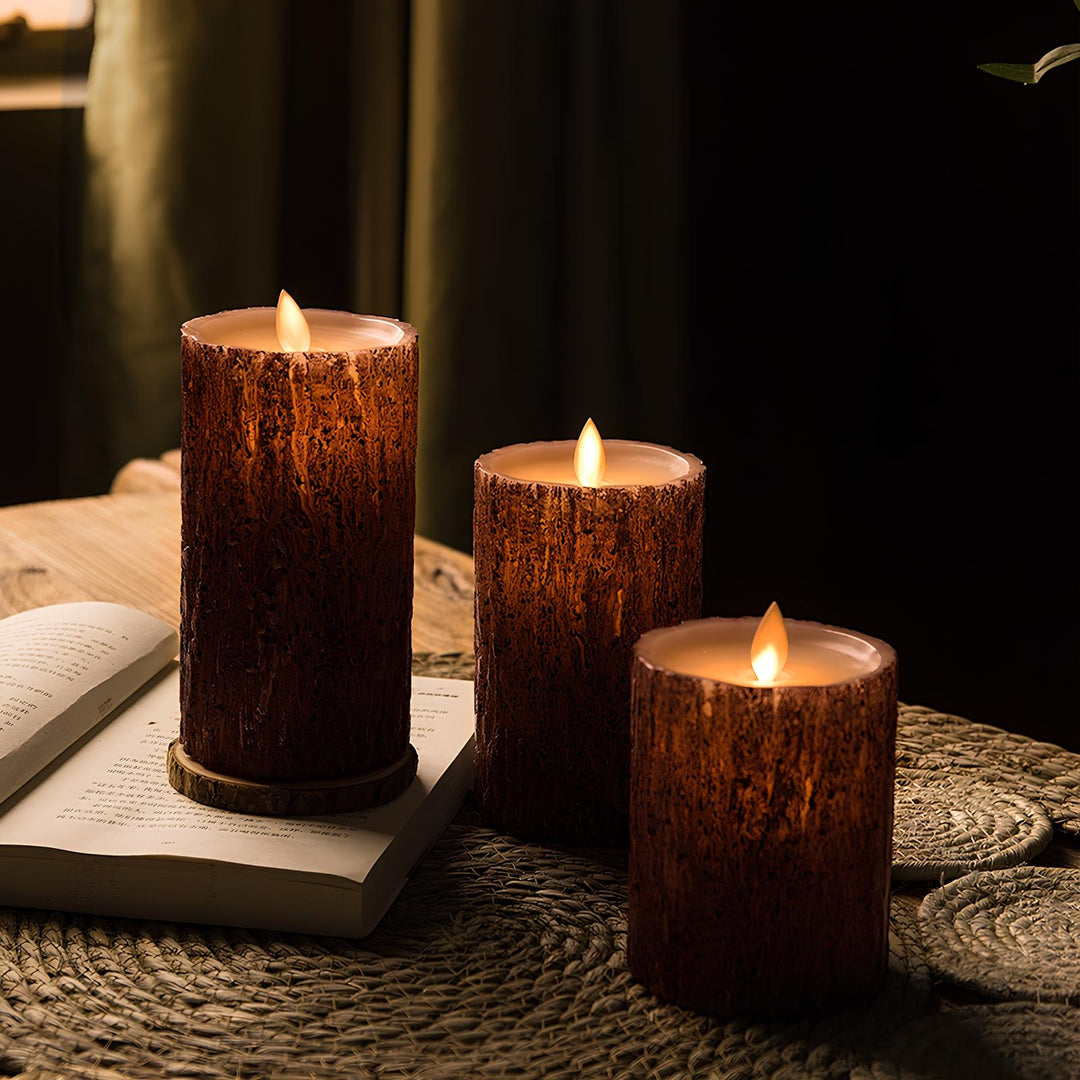 Flameless flickering LED candles, ideal for creating a romantic or relaxing home environment.