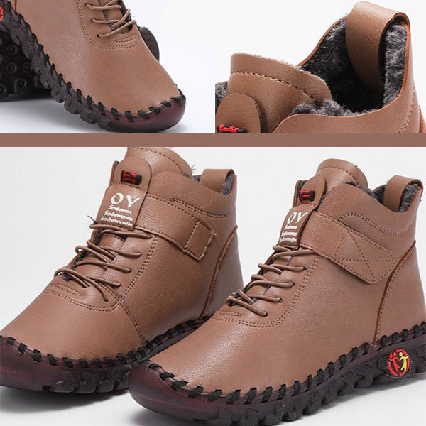 Stylish women's snow boots, high-top, waterproof, and cozy for winter adventures.