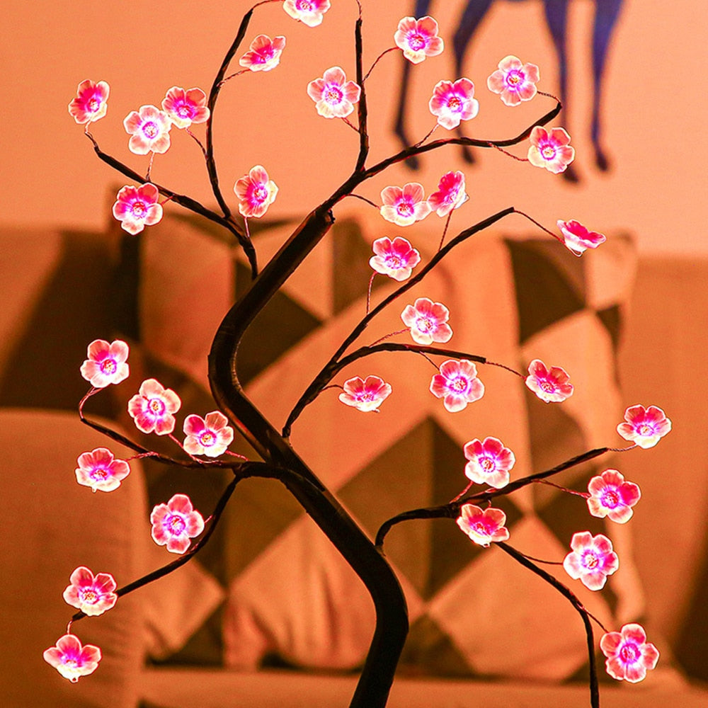Battery-operated (or USB powered) LED plum blossom tree, a beautiful decorative lighting gift item.