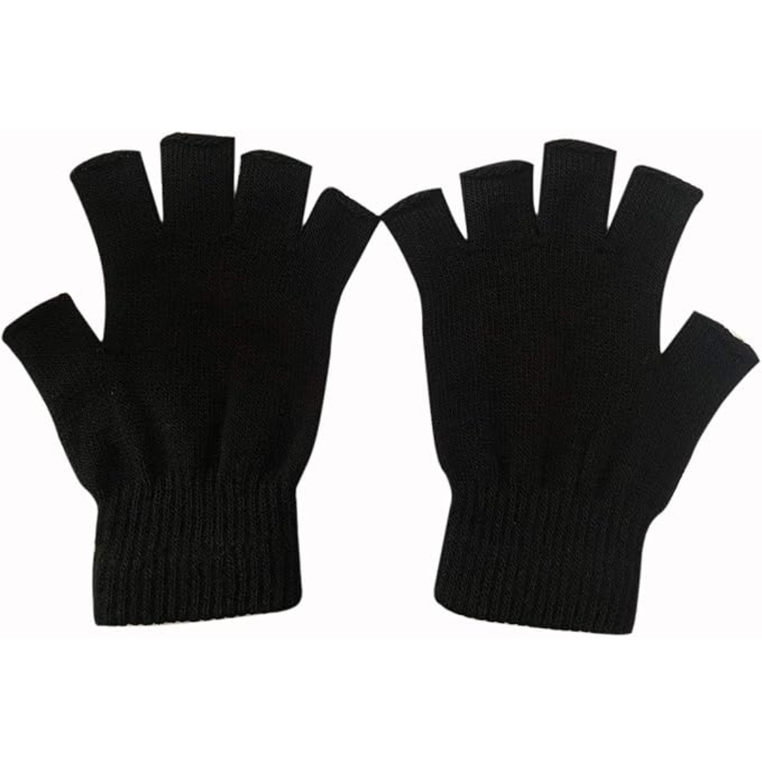 WarmFlex 2-pack knitted fingerless gloves in gray, perfect for winter outdoor activities