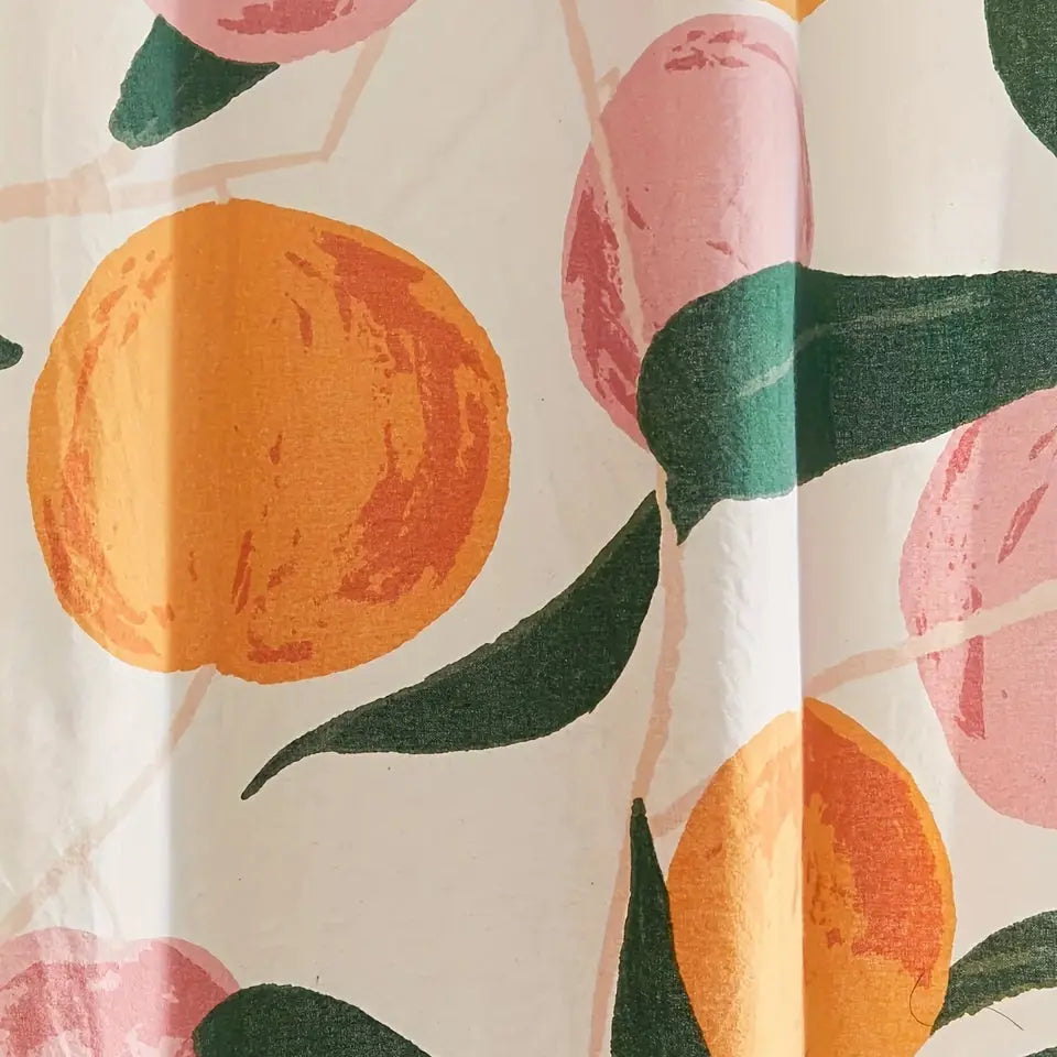 Bathroom decor: Peach print shower curtain, durable and water-resistant polyester fabric