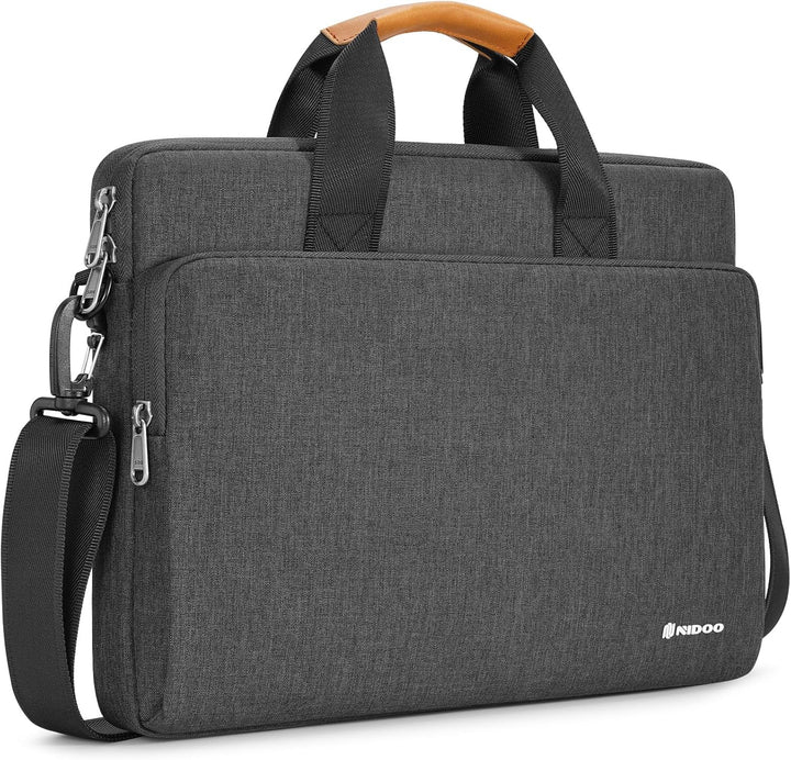 Executive laptop shoulder bag, water-resistant, 360° protective for secure transport.