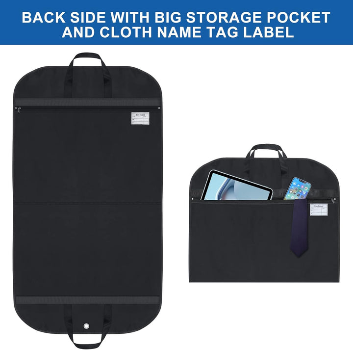 Dust protector garment bags (2-pack) for wardrobe storage, keeping suits & dresses clean & organized.