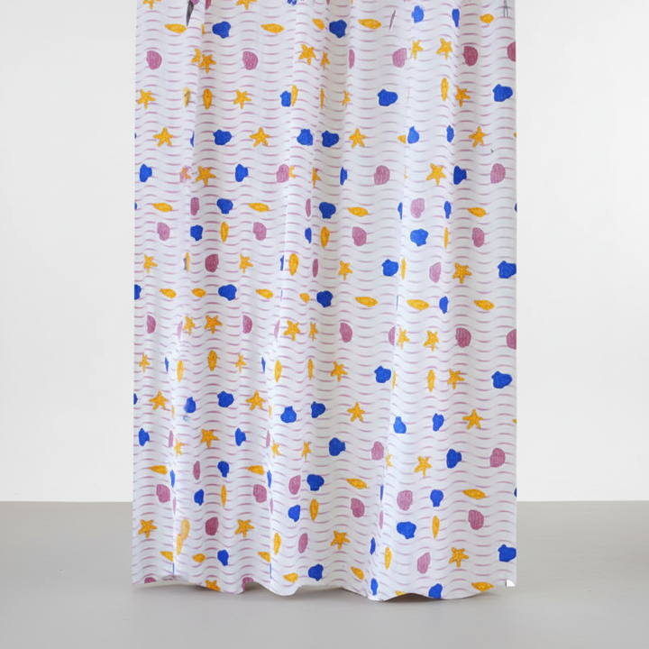 Floral waterproof polyester shower curtain, easy care and mold resistant, a stylish home good item.