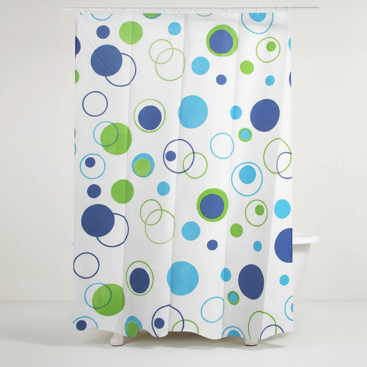 Geometric waterproof polyester shower curtain, ShoreGuard quality, perfect for a chic bathroom update.