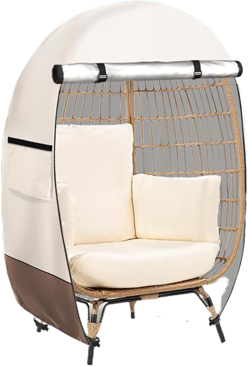 Waterproof Solara egg swing chair cover, double zipper, outdoor furniture protection, UV resistant