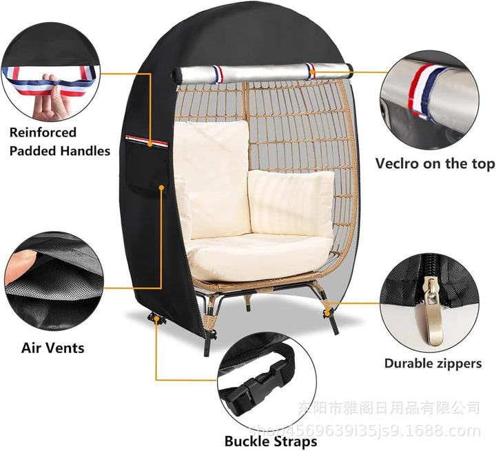 Outdoor garden egg swing chair cover, durable, waterproof, with a functional double zipper