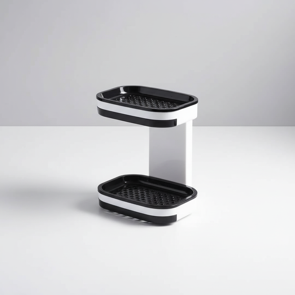 Drainage soap dish made of durable ABS, wall mounted for shower or sink area