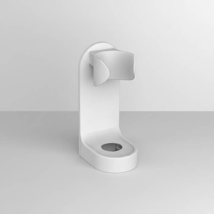 Close-up of a white adhesive four-slot toothbrush holder, perfect for bathroom storage and dental hygiene.