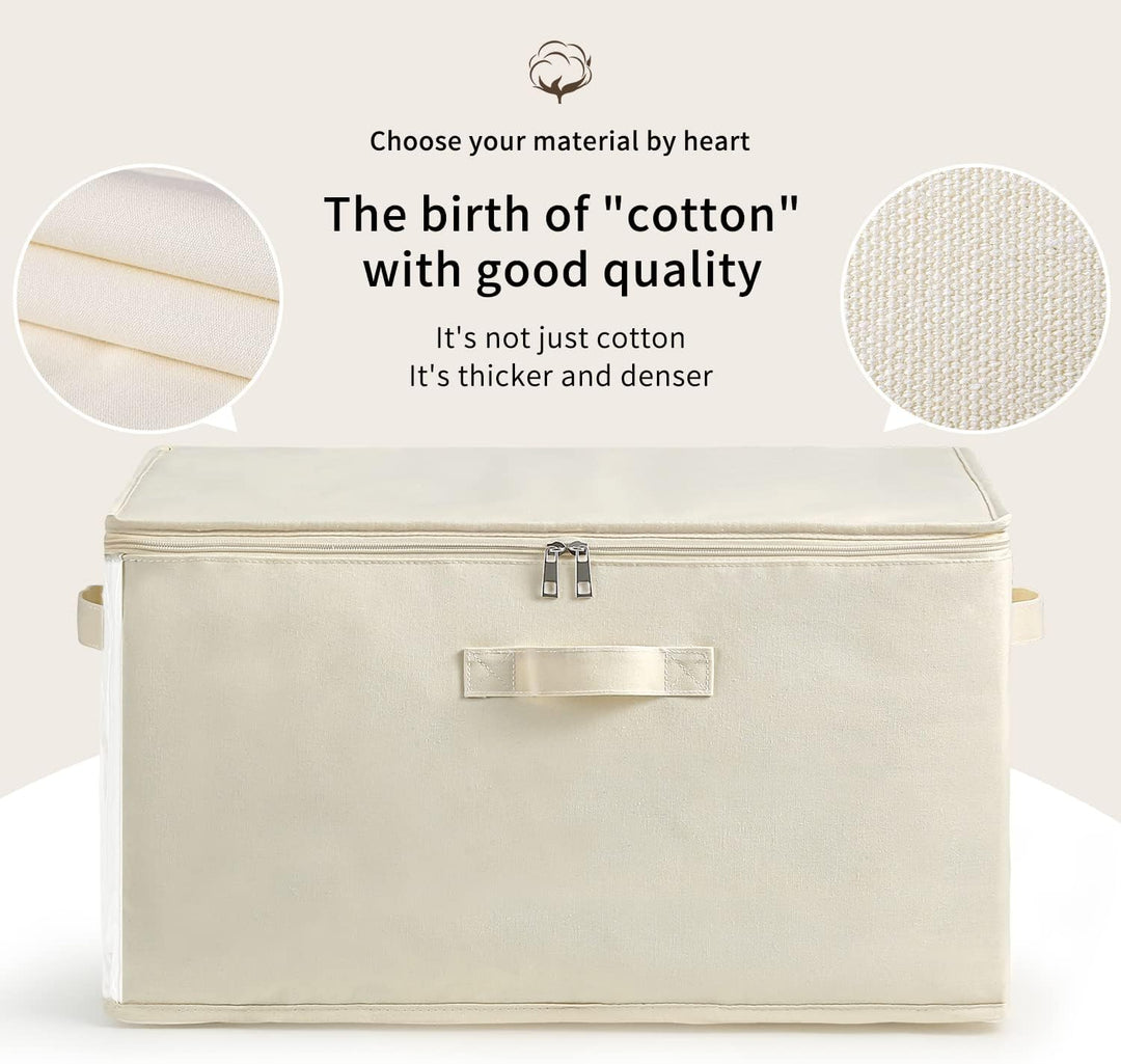Durable canvas duffel storage for clothes, featuring dual zippers, strong handles, and a window.