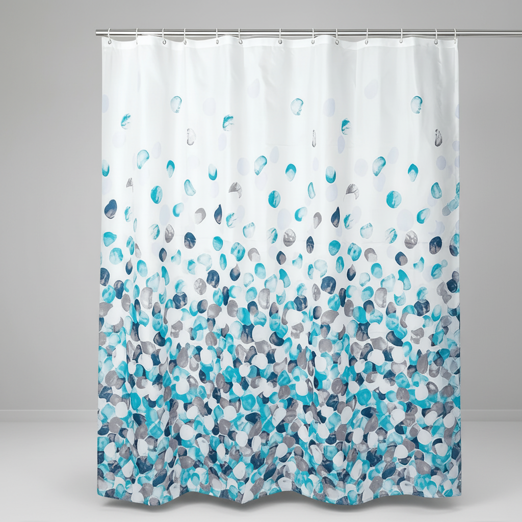 Eco-friendly polyester SplashDot shower curtain, quick drying and easy to clean