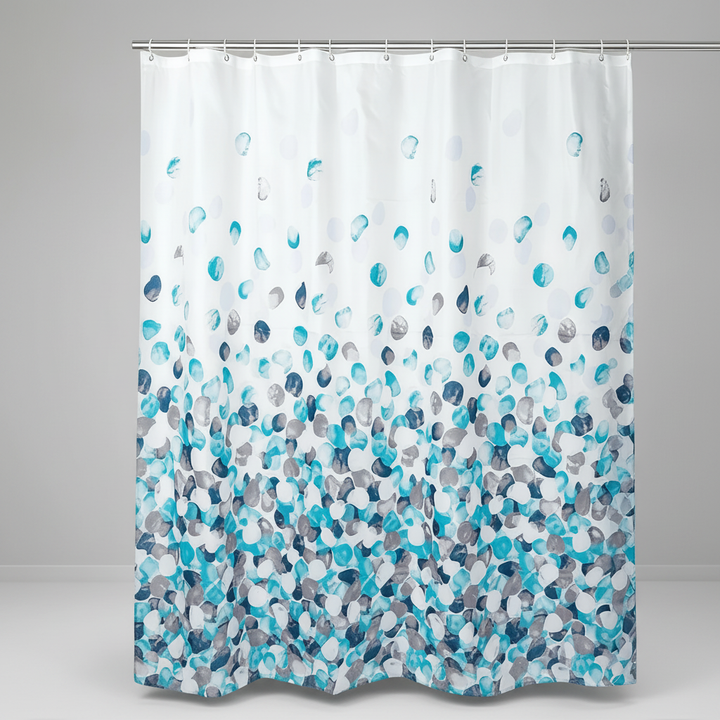 Eco-friendly polyester SplashDot shower curtain, quick drying and easy to clean