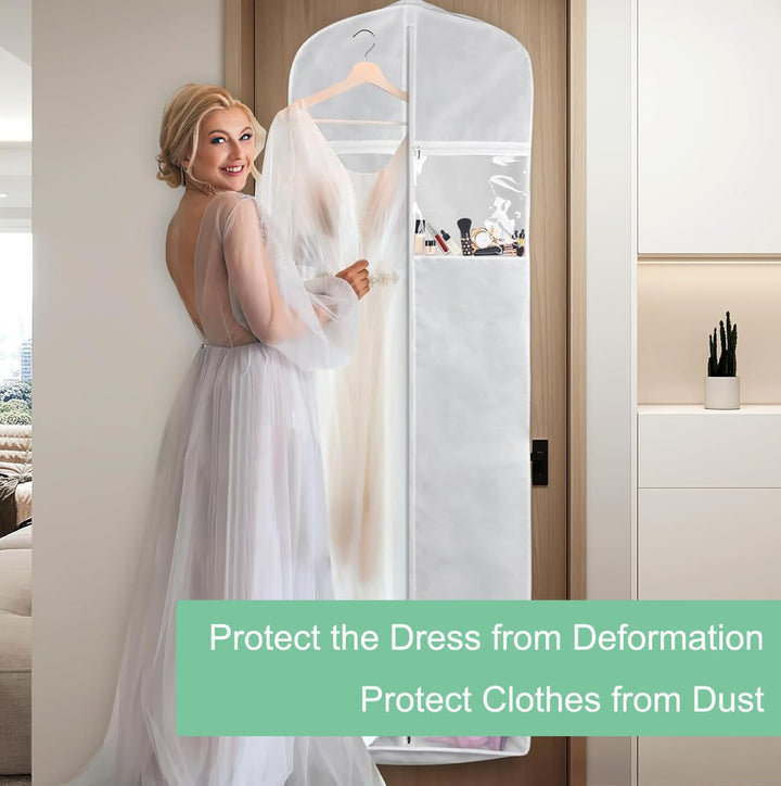 Formal wear garment bag, perfect for destination weddings, includes secure accessory storage.